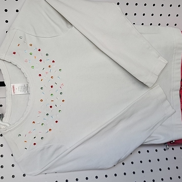 Gymboree White Top with Colorful Accents And Pink corduroy material Jeans - Picture 2 of 10